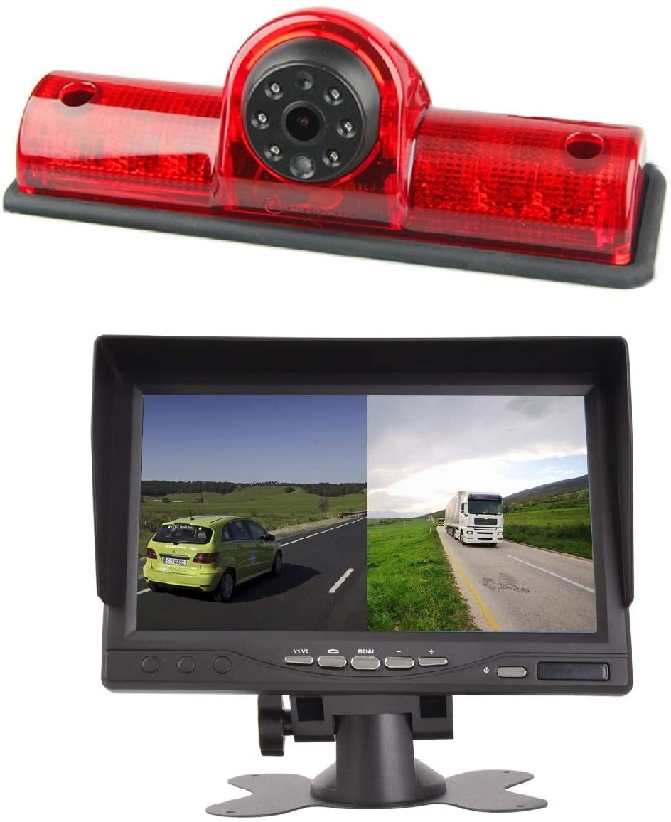 3RD Brake Light Rear View Backup Parking Reversing Camera with 7.0 Inch LCD Monitor Kits for Transporter NV 1500 2500 3500 NV Cargo Van(2012-2019)