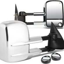 Replacement for Silverado/GMC Sierra Black Powered Heated Glass Manual Extendable Towing Side+Blind Spot Mirror wBezel