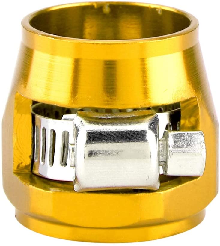 Cuque Car Fuel Water Hose Clip Aluminum Universal Durable Automotive Oil Fuel Water Hose Tube Trimmer Clip 1.8g 13mm AN10(Gold)