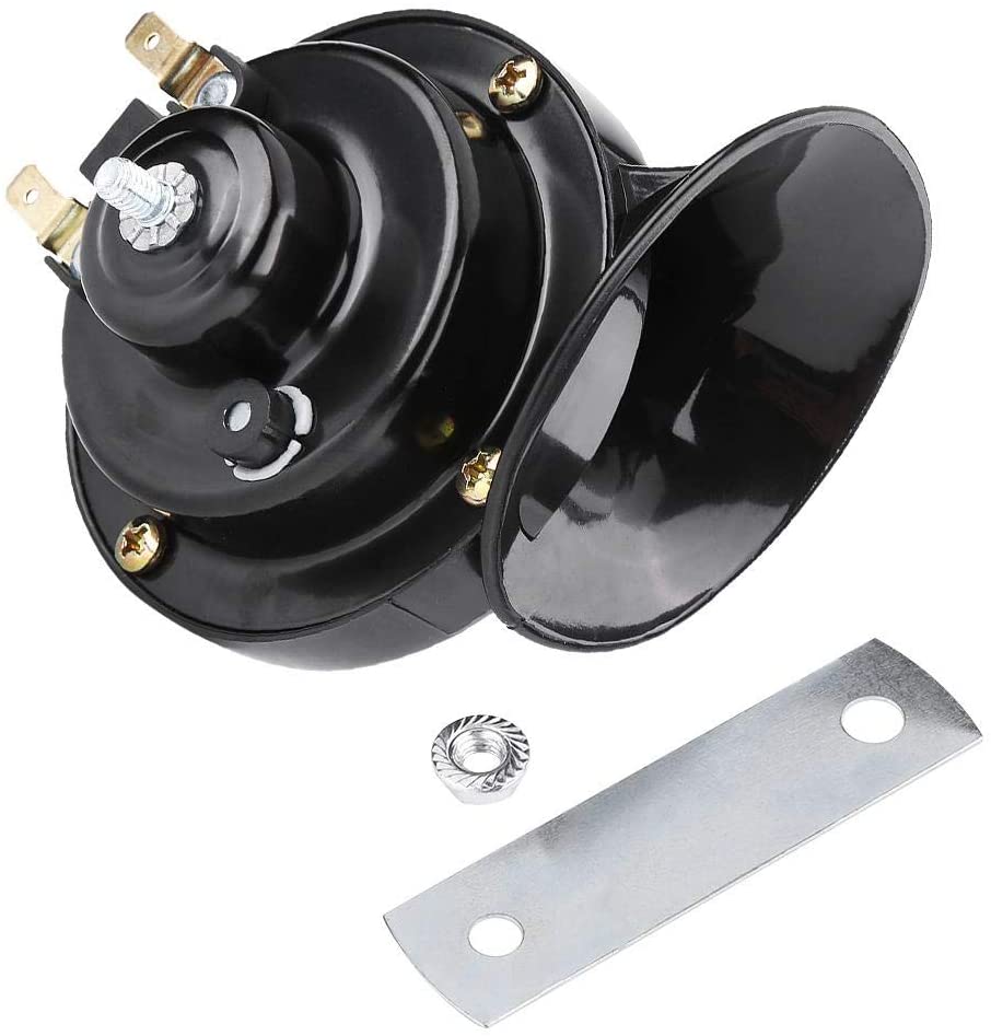 KIMISS 12V Snail Horn,Universal ABS 110dB 510HZ Motorcycle Electric Snail Horn Loud Voice Speaker(Black)