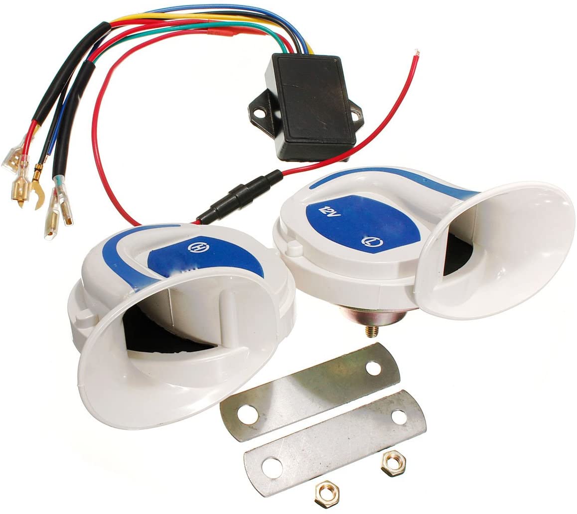 Funnytoday365 Vehicle 12V Electric Digital Siren Snail Loud Air Horns 18 Sounds 115Db