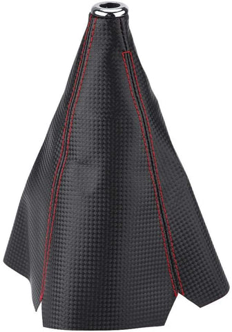 Qiilu Universal Car Manual PU Leather Gear Gaiter Shift Shifter Boot Replacement Red Stitch Gear Gaiter Boot Cover
