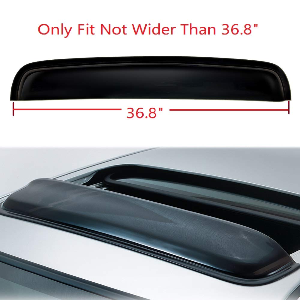 1pc Thickness Universal 38 inches Tint Top Moon Roof Moonroof with Grooves Dark Smoke Rain Wind Sun Shade Vent Guard Visor Deflector