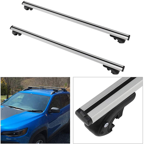 ANGLEWIDE Roof Rack Crossbars Aluminum Cargo Rack Fit For 2014-2018 For Jeep Cherokee Rooftop Cross Bars Top Rail Carries Luggage Carrier - Max Load 150LBS,