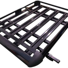 Roof Rack Carrier Basket Rooftop Cargo Carrier with Extension Black Car Top Luggage Holder 50"(L) x 38"(W) Universal for SUV Cars (Black) (Black)