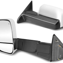 Pair of Chrome Power Heated Glass Flip Up Rear View Side Towing Mirrors Replacement for Dodge Ram 09-16
