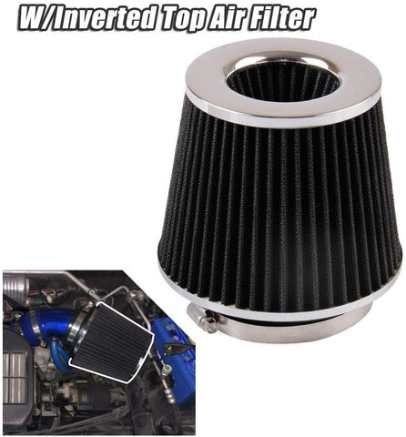 RYANSTAR Universal Clamp-On Air Filter Three Different Size 76MM 89MM 102MM High Flow Round Tapered Cone Closed-Top Cool Air Filter Cleaner Fit Compatible with car and Motorcycle Black