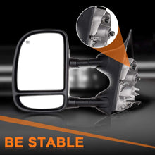 ROADFAR Towing Mirrors Fit For 1999-2007 For Ford F250/F350/F450/F550 2001-2005 For Ford Excursion Super Duty Tow Mirrors Power Heated No Light with Conversion Plug Black Textured Manual Telescoping