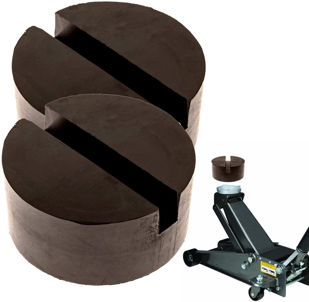 Mission Automotive 2-Pack of Rubber Jack Pads (Slotted Pucks) - Universal, Standard-Size Adapter - Frame Rail Protector Puck/Pad Keeps Pinch Weld, Paint and Metal Safe