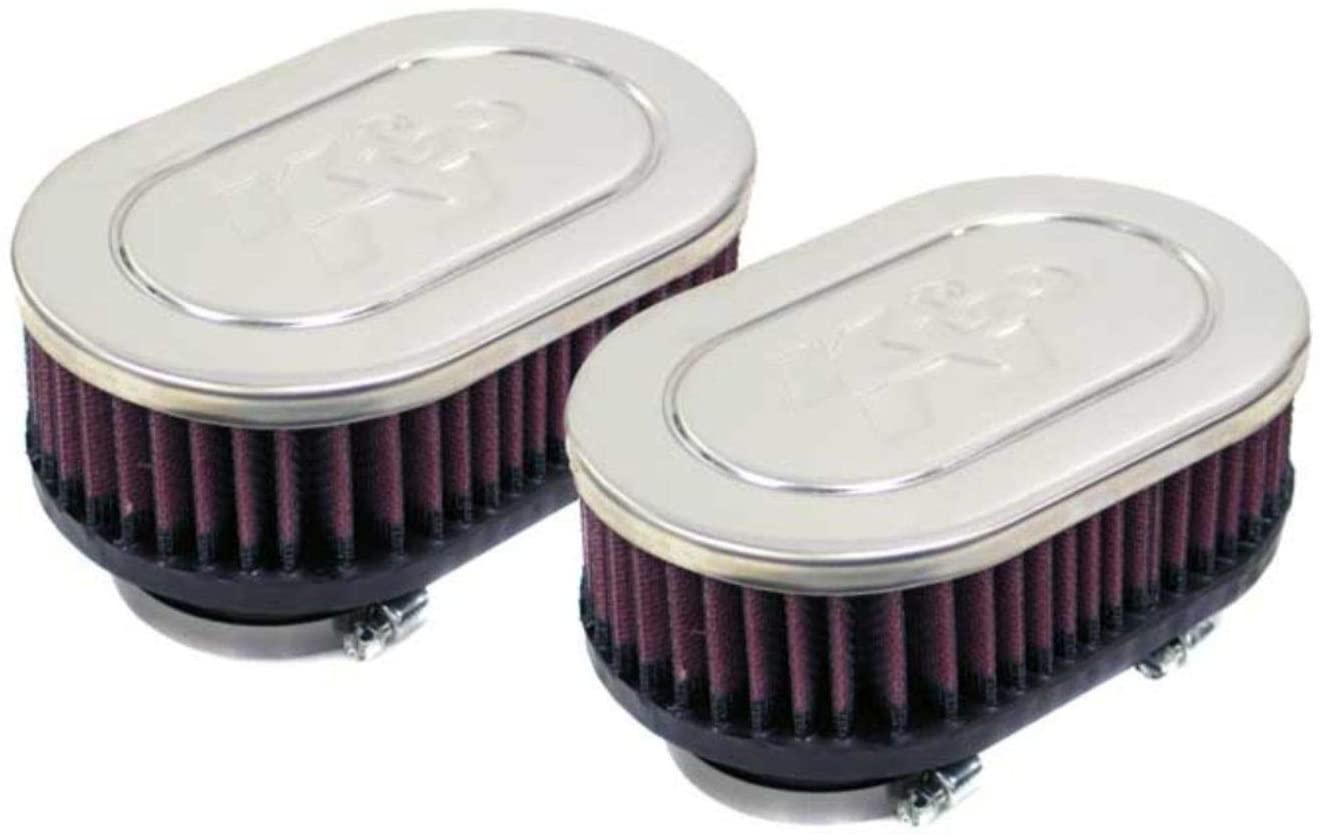 K&N Universal Clamp-On Air Filter: High Performance, Premium, Washable, Replacement Engine Filter: Flange Diameter: 2.125 In, Filter Height: 2 In, Flange Length: 0.75 In, Shape: Oval, RC-2362