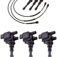 ENA Set of 3 Ignition Coils and 3 Wire Wireset Compatible with 2003-2006 Hyundai Santa Fe XG350 & 2004-2006 Kia Amanti UF439