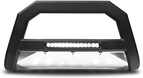 Armordillo USA 7176584 AR Series Bull Bar W/LED Fits 2006-2008 Lincoln Mark LT - Matte Black W/Aluminum Skid Plate