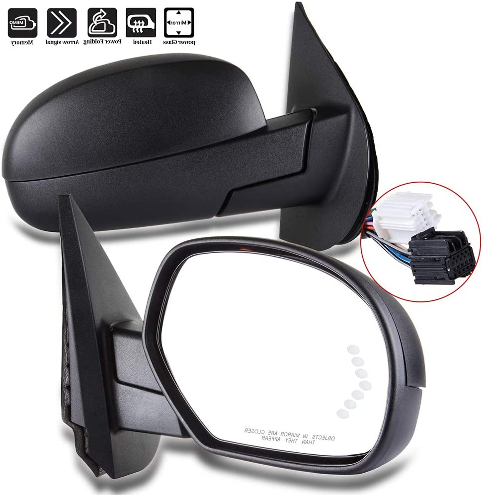 TUPARTS Fit for 2007-2013 Chevy Silverado G-MC Sierra 1500 2500 HD 3500 HD with Power Folding Memory Power Adjustment Heated Turn Signal Light Side View Mirror Right Side Mirror