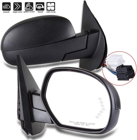 TUPARTS Fit for 2007-2013 Chevy Silverado G-MC Sierra 1500 2500 HD 3500 HD with Power Folding Memory Power Adjustment Heated Turn Signal Light Side View Mirror Right Side Mirror