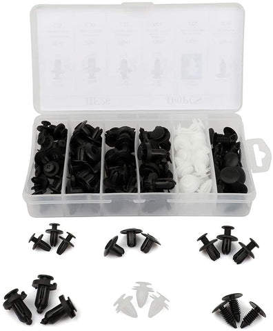 LUJUNTEC 100Pcs Bumper Retainer Clips Auto Fasteners Rivet Clips Body Fastener Kit with Plastic Box