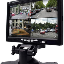 7 Inch HD 4 Split Quad Video Displays Backup Monitor kit LCD Rear View Monitor for Car Backup Camera Kit & Home Surveillance Security System