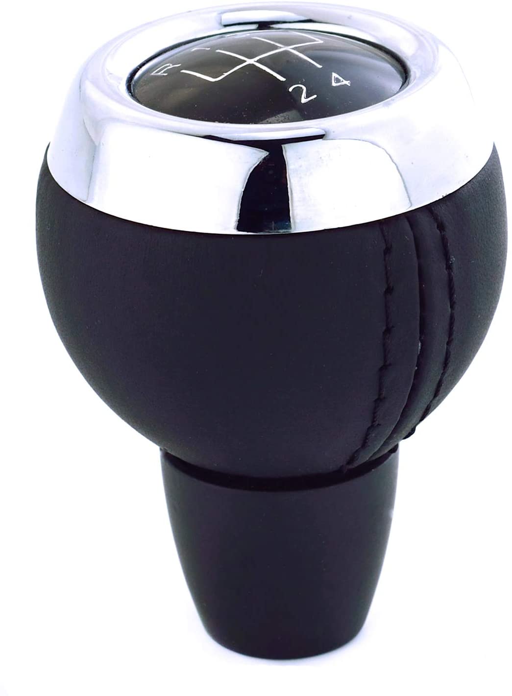 Arenbel Leather Shift Manual Knob 5 Speed Gear Stick Shifter Knobs Replacement Shifting Handle fit Most Manual Cars, Black (Black)