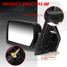 Left Driver Side Black Textured Manual Adjustment Folding Rear View Towing Mirror Replacement for Ford F-150 04-14