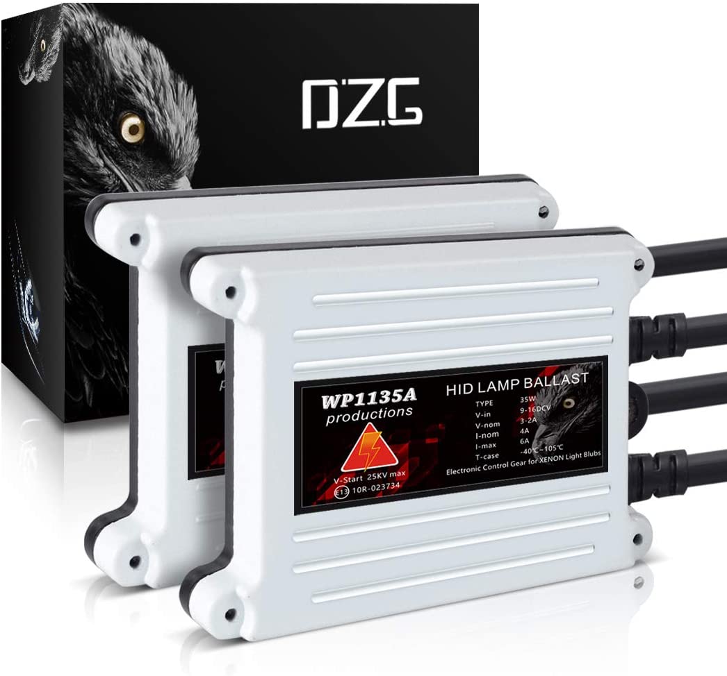 DZG HID Ballasts 55W Quick Start Xenon Headlight Ballast Replacement Slim Ballast Alternate Current AC Universal Fit, Pack of 2