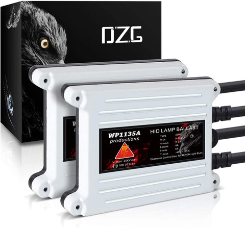 DZG HID Ballasts 55W Quick Start Xenon Headlight Ballast Replacement Slim Ballast Alternate Current AC Universal Fit, Pack of 2