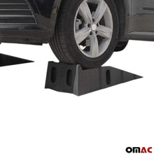 OMAC Auto Accessories Car Ramp Heavy Duty Leveling Blocks | Black Chocks Car Tires Lifting Stabilization 2 Pcs. | Vehicle Ramp - Pair 11000lbs GVW Capacity