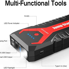 DBPOWER 2000A 20800mAh Portable Car Jump Starter (up to 8.0L Gas/6.5L Diesel Engines) Auto Battery Booster Pack with Dual USB Outputs, Type-C Port, and LED Flashlight