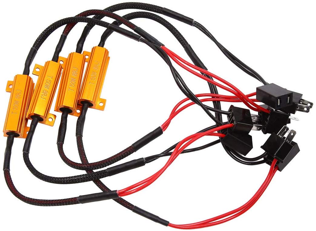 uxcell 4pcs DC 9-16V H7 Single Resistor Decoder Line Warning Error Canceller for Vehicle