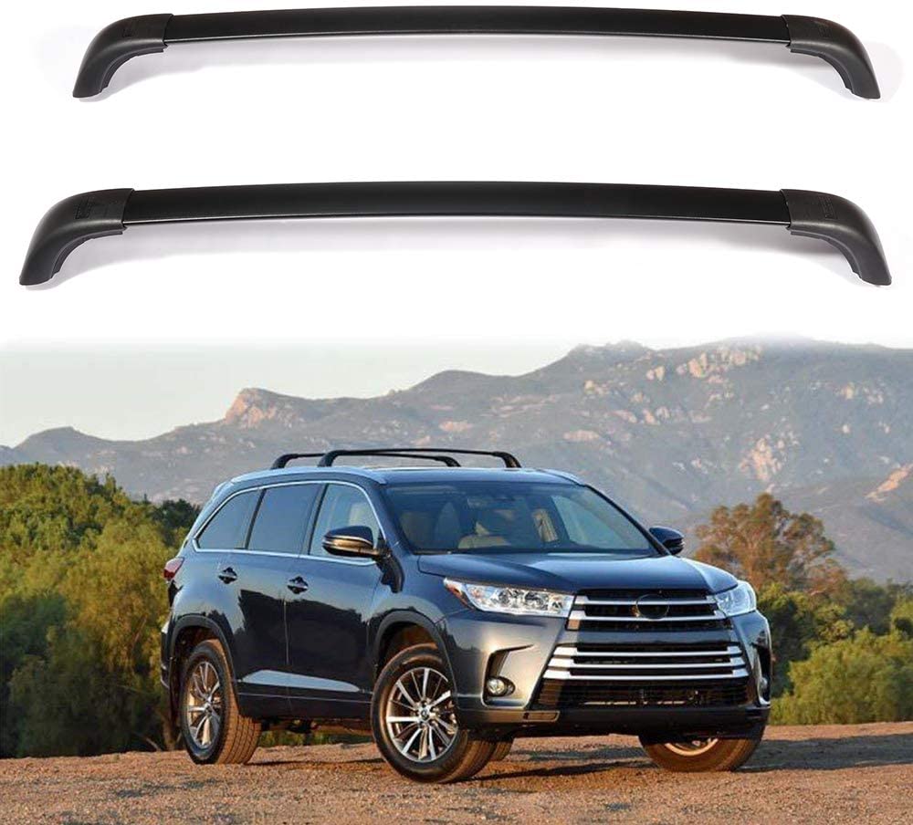 ROADFAR Roof Rack Aluminum Top Rail Carries Luggage Carrier Fit for 2014-2019 for Toyota Highlander Sport Utility 4-Door Baggage Rail Crossbars with Lock
