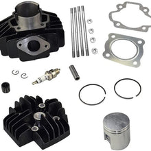 FLYPIG New Cylinder Head Piston Assembly Rings Gasket Spark Plug Top End Kit Fit for Yamaha PW50 QT50 60cc BIG BORE QT60 PW60 YF60S 4-Zinger YT60 Tri-Zinger 1979-2009