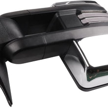 SCITOO Tow Mirrors Compatible with 2003-2006 for GMC Sierra Towing Mirrors with Power Heated with Turn Signal Light Running Light Lens with LED Light Chrome Housing
