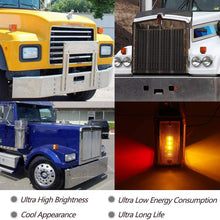 2x Truck Trailer Pedestal Stop Turn Tail Light - Amber/Red 39 Square LED Fender Stud Mount Double Face Light for Peterbilt Freightliner Kenworth Mack Western Star (39 LED Double Face Light)