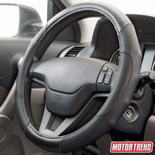 BDK SW-712-BK Motor Trend GripDrive Carbon Fiber and Leather Steering Wheel Cover – Universal Fit for 14.5"-15.5 Wheels