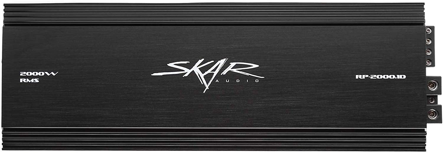 Skar Audio RP-2000.1D Monoblock Class D MOSFET Amplifier with Remote Subwoofer Level Control, 2000W
