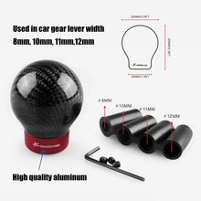 RYANSTAR Carbon Fiber Shift knob Round Ball Racing Gear Shift Shifter Knob Head Manual Car with 8mm/10mm/11mm Adapter