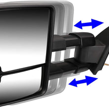 Pair Black Power Heated Amber LED Turn Signal Lights Tow Mirrors Replacement for Silverado Tahoe Sierra Yukon 03-07