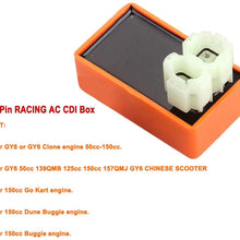 GY6 50cc Performance Racing Ignition Coil for GY6 125cc 150cc 250cc 4-Stroke Engine Scooter with 3 Electrode Spark Plug Scooter Moped Racing Cdi Box 6 Pin