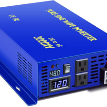 XYZ INVT 3000W Pure Sine Wave Power Inverter 12v to 110v 120v DC to AC with 2 USA Outlets 2 Set of Battery Cables, Power Converter for Home Off Grid, Solar System, RV.(3000W12V)