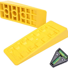 Homeon Wheels RV Leveling Blocks Wheel Chocks Trailer Leveler Blocks for Trailers Campers, Heavy Duty Camper Leveler Up to 2.8 inches, Tire Chocks for Caravan Truck Van SUV Cars 2 Pack with RV T Level