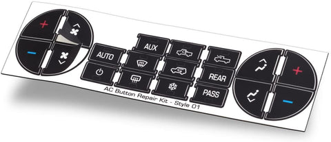 OxGord AC Dash Button Repair Kit - Original Design & Made in USA - Best for Fixing Ruined Faded A/C Control Buttons - Decal Replacement Fits Select 07-14 GM Vehicles - Car SUV Van Truck Accessories