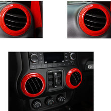 Opall Full Set Interior Decoration Trim Kit Steering Wheel & Center Console Air Outlet Trim, Door Handle Cover Inner For Jeep Wrangler JK JKU 2011-2018 2 Door& 4-Door (Watermelon Red)
