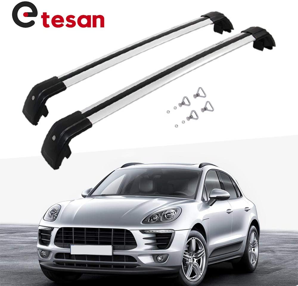 2 Pieces Cross Bars Fit for Porsche Macan 2014-2021 Silver Cargo Baggage Luggage Roof Rack Crossbars