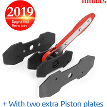 Brake caliper press, TUTOOLS caliper piston spreader, brake tools,brake caliper piston, brake caliper press ratchet with 2 extra pcs Steel Plates, Red