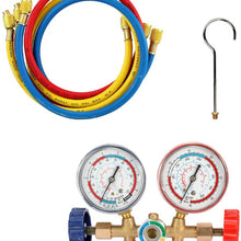 Refrigerant Manifold Gauge Set, KKmoon Refrigerant Manifold Gauge Set Air Conditioning Tools with Hose and Hook for R12 R22 R404A R134A