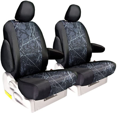 Front Seats: ShearComfort Custom Moon Shine Seat Covers for Toyota Corolla (2020-2020) in Toxic Camo Solid for Sport Buckets w/Adjustable Headrests (Hatchback Only)