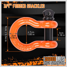 HORUSDY Recovery Tow Strap 3" x 30Ft - Heavy Duty 32,000 LBS Break Strength, 3/4 D Ring Shackles (2pcs), Recover Your Vehicle Stuck in Mud/Snow.