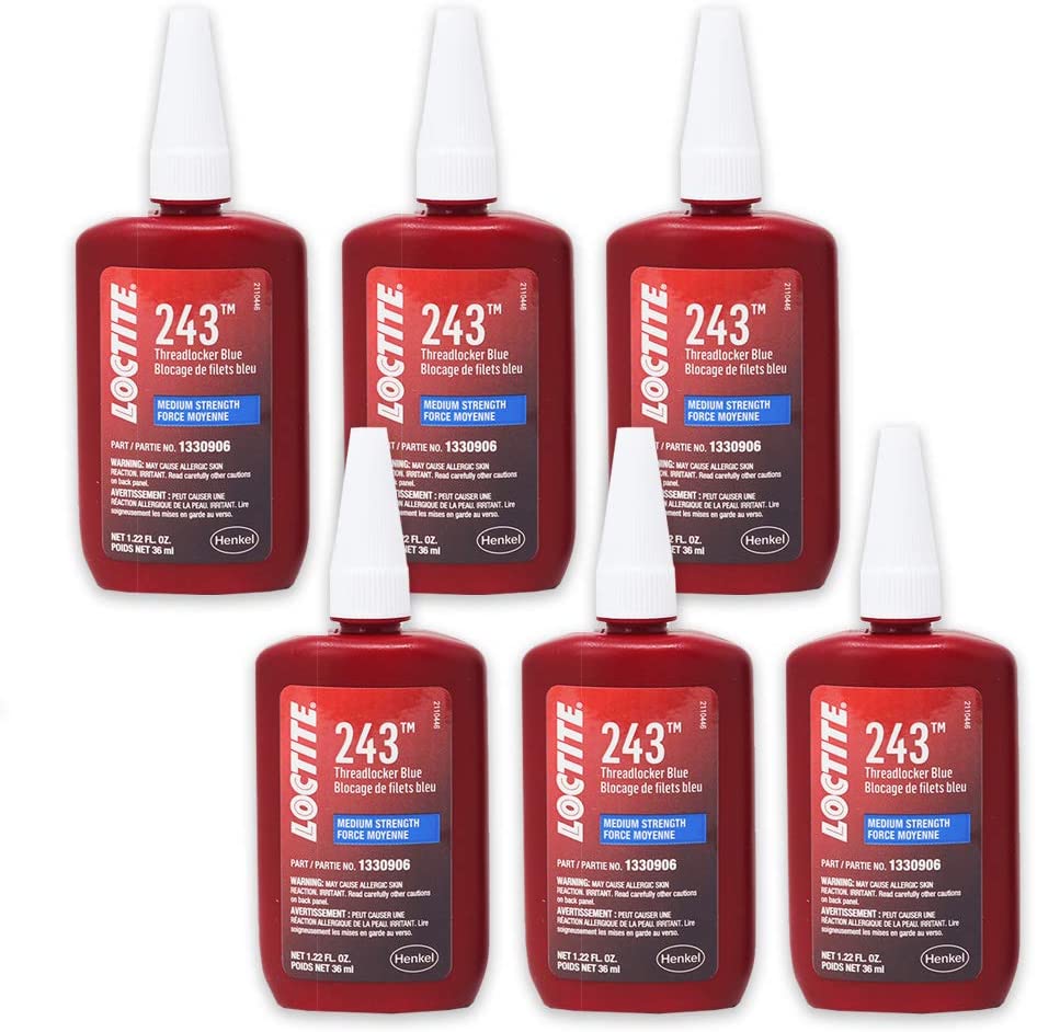 Loctite 1330906-6PK Medium Strength Surface Insensitive Threadlocker 243, 36-milliliter Tube, (Pack of 6) (36 Milliliter, (Pack of 6))