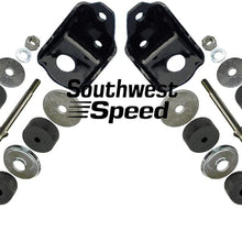 NEW 55-57 CHEVY FRONT ENGINE MOUNT KIT WITH BRACKETS FOR SBC V-8 ENGINES, BLACK POWDER COATED, INCLUDES SHAFTS & RUBBERS, 1955 1956 1957 TRI-5 150 210 BEL AIR DELRAY NOMAD SEDAN, SMALL BLOCK CHEVY
