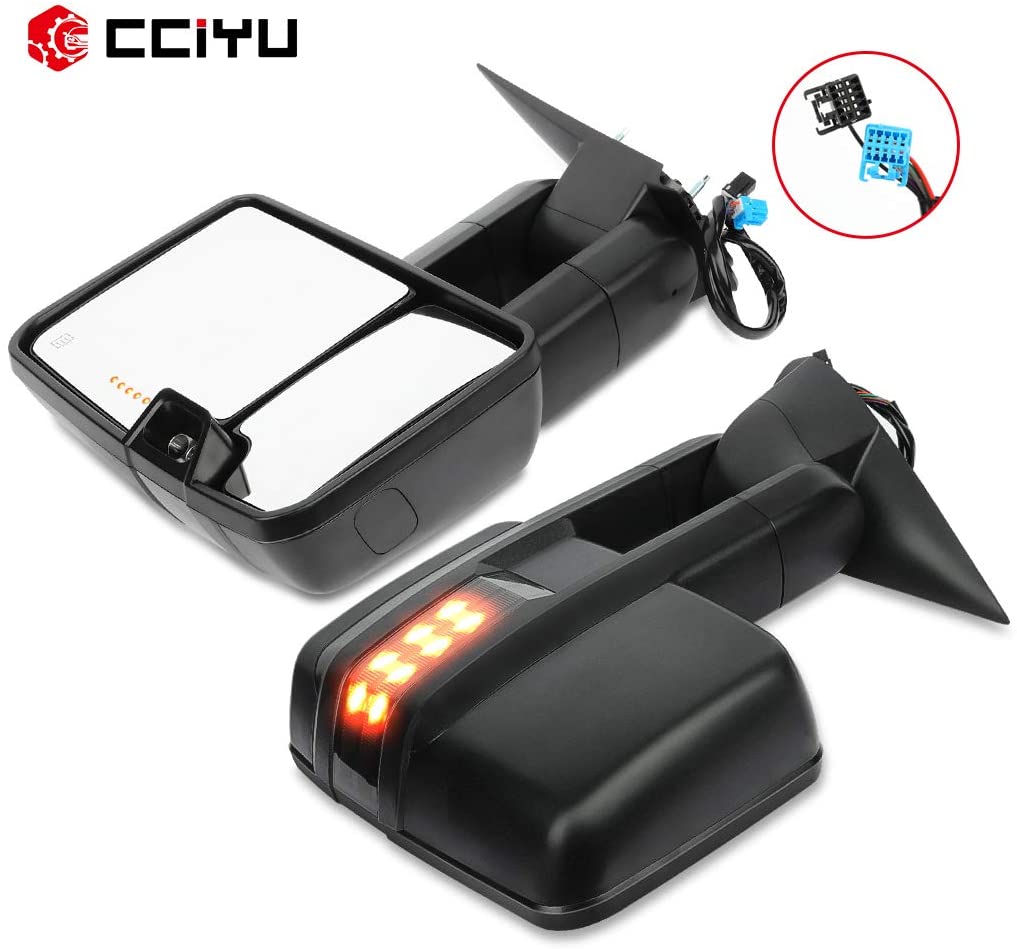cciyu Tow Mirrors Car Mirrors Towing Mirrors Fit for 2003-2006 Chevy GMC Sierra Pickup Yukon Yukon XL Yukon Denali Cadillac Escalade All Model with Power Heated Turn Signal Backup Light