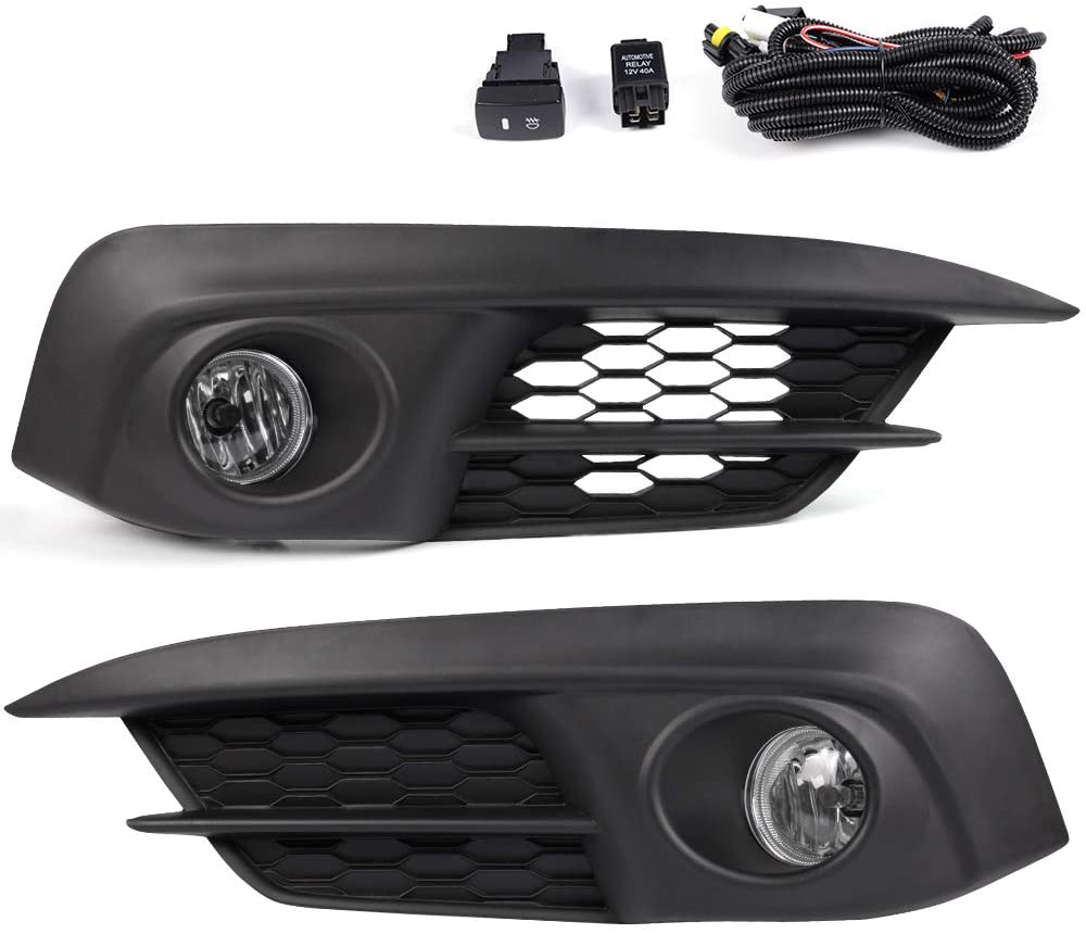 Fog Light Kits H8 12V 25W Halogen Lamp For Honda Civic 2016 2017 2018 2-Door / 4-Door (Clear Glass Lens w/Wiring Kit & Swith)