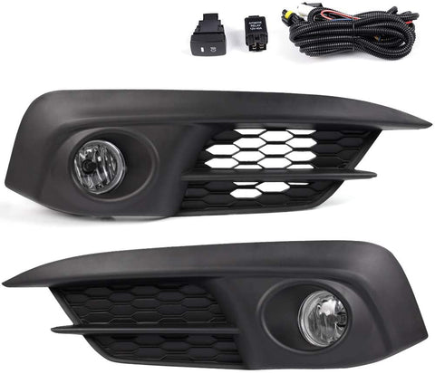 Fog Light Kits H8 12V 25W Halogen Lamp For Honda Civic 2016 2017 2018 2-Door / 4-Door (Clear Glass Lens w/Wiring Kit & Swith)